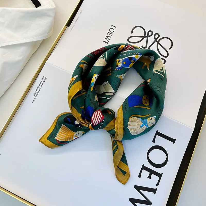 Женский шелковый шарф в винтажном стиле Элегантный квадратный галстук 50 см