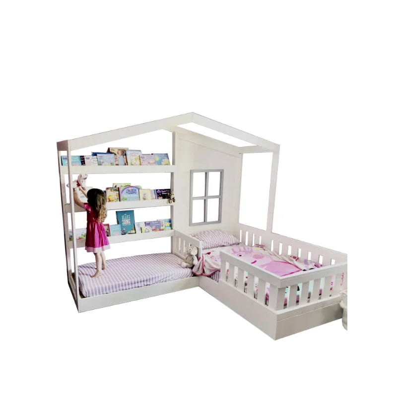 Детская кровать в шахматном порядке многофункциональная двухместная для сестры