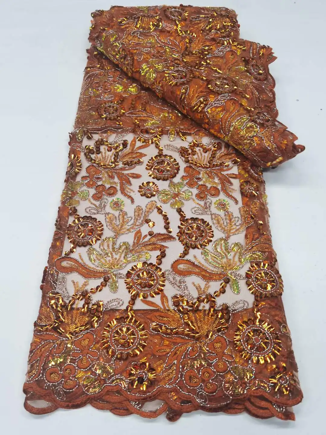 

Французская Тюлевая Кружевная Ткань 5 ярдов, африканская кружевная ткань 2022, Высококачественная нигерийская кружевная ткань с блестками для свадебного платья