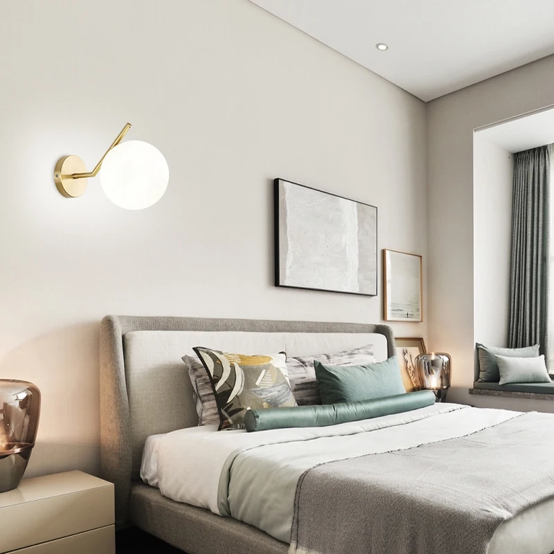 YUNYI настенный светильник в скандинавском стиле из матового стекла форме шара E27 с