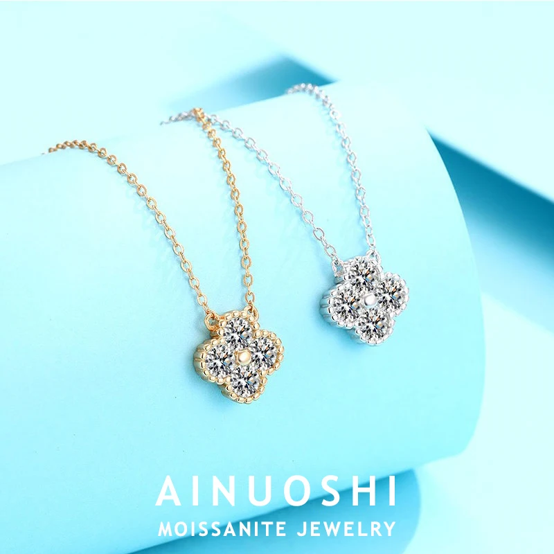 AINUOSHI 3 мм муассанитовое ожерелье для женщин стерлинговое серебро 925 пробы