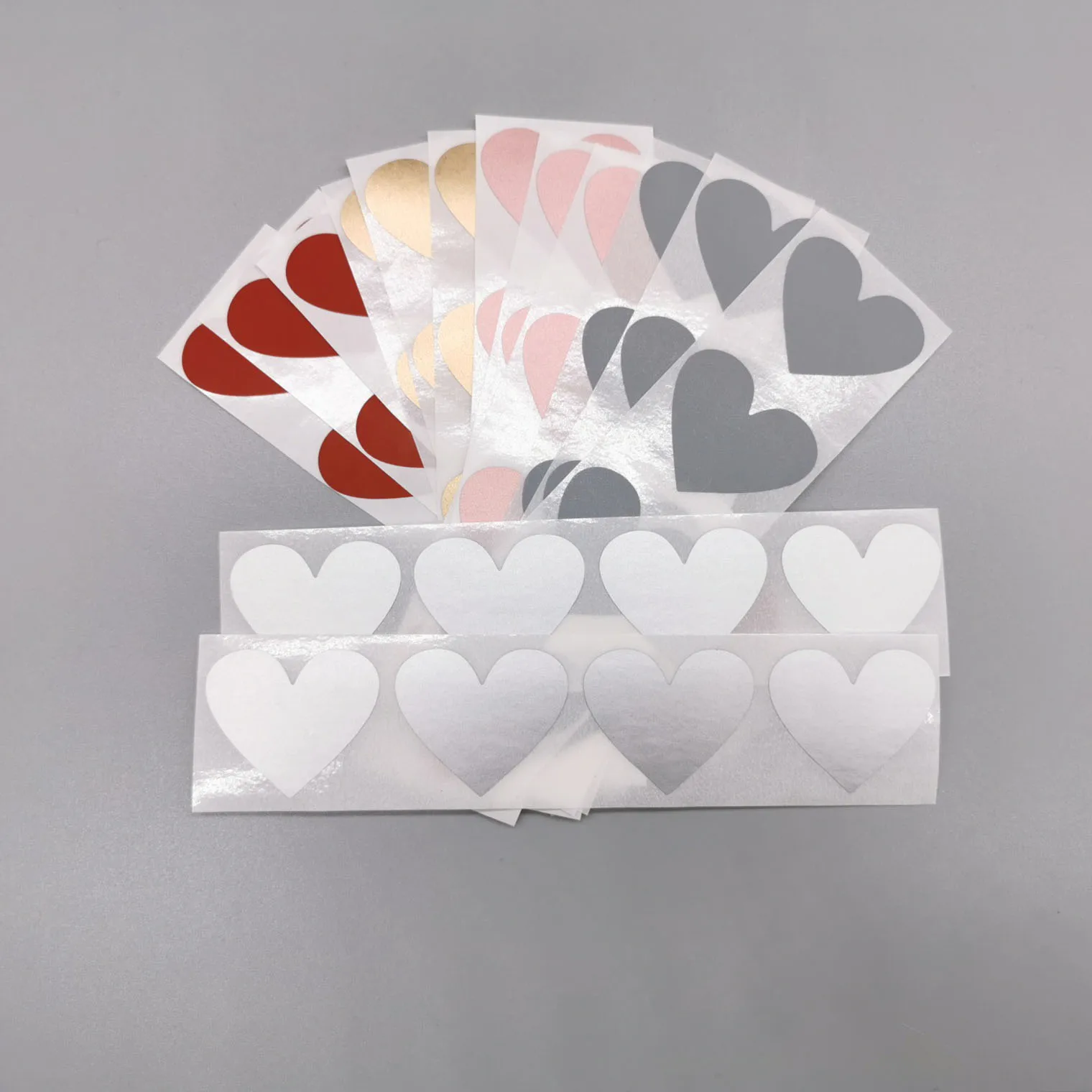 500pcs Scratch Off Stickers 30x35mm Love Heart Shape 5 Colors Set Meal( Each kind100pcs)For Code Cover Home Game Wedding Message