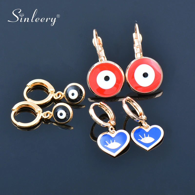 SINLEERY трендовые красные синие Черные Висячие серьги-кольца для женщин серьги от сглаза золотого цвета ювелирные изделия аксессуары Новинка ES305 SSB