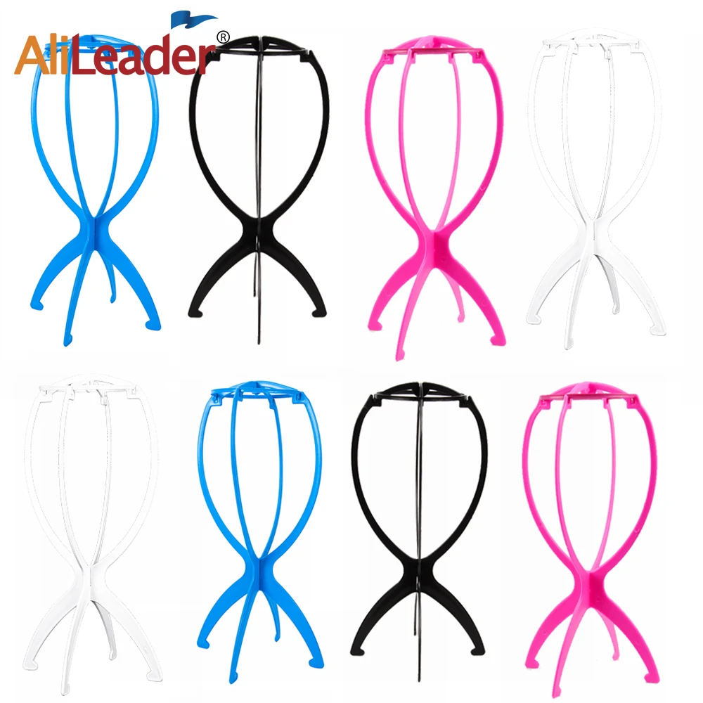 

Wholesale Wig Stand Plastic Wig Head Stand Travel Portable Wig Stand For Multiple Wigs White Pink Black Blue Wig Stand Holder