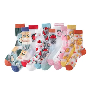 Socks Women's Spring Summer Thin Fashion Stockings Breathable Mid-tube Ins Tide Crystal Stockings Fruit Cute Japanese Stockings