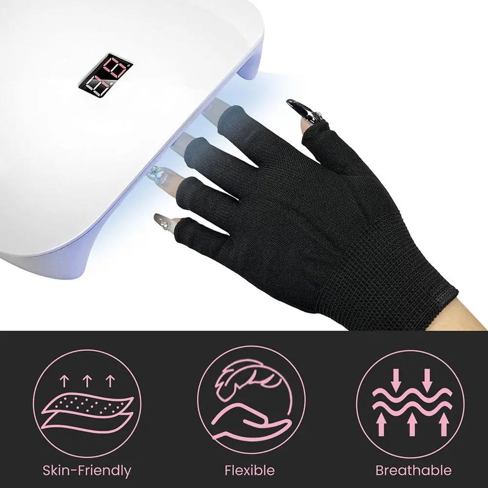 

1 пара черные перчатки с защитой от УФ-лучей перчатки для ногтей перчатки с защитой от УФ-излучения для ногтей инструменты для маникюра для дизайна ногтей Светодиодная подсветка La P8N8