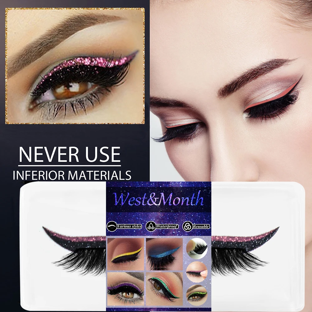 

4 пары накладных ресниц, многоразовая подводка для глаз и наклейки для ресниц, 7 цветов, Водостойкая Подводка для глаз, женские ресницы для ма...