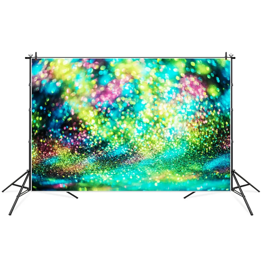 

Dreamy Gradient Green Light Bokeh Glitters Baby Party Photography Background Custom Photocall Photo Booth Photographic Backdrops
