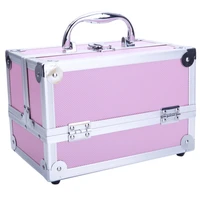 aluminum makeup train case jewelry box cosmetic organizer with mirror 9x6x6 rt