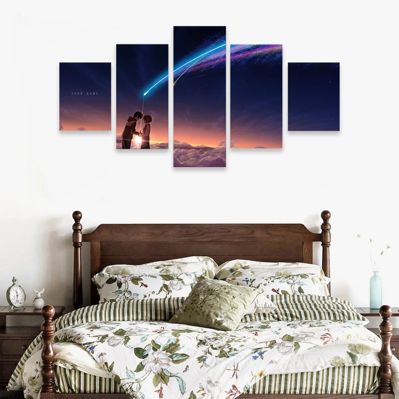 5 панелей настенное искусство Ваше имя (Kimi no Na wa) картины Искусство фотокартины