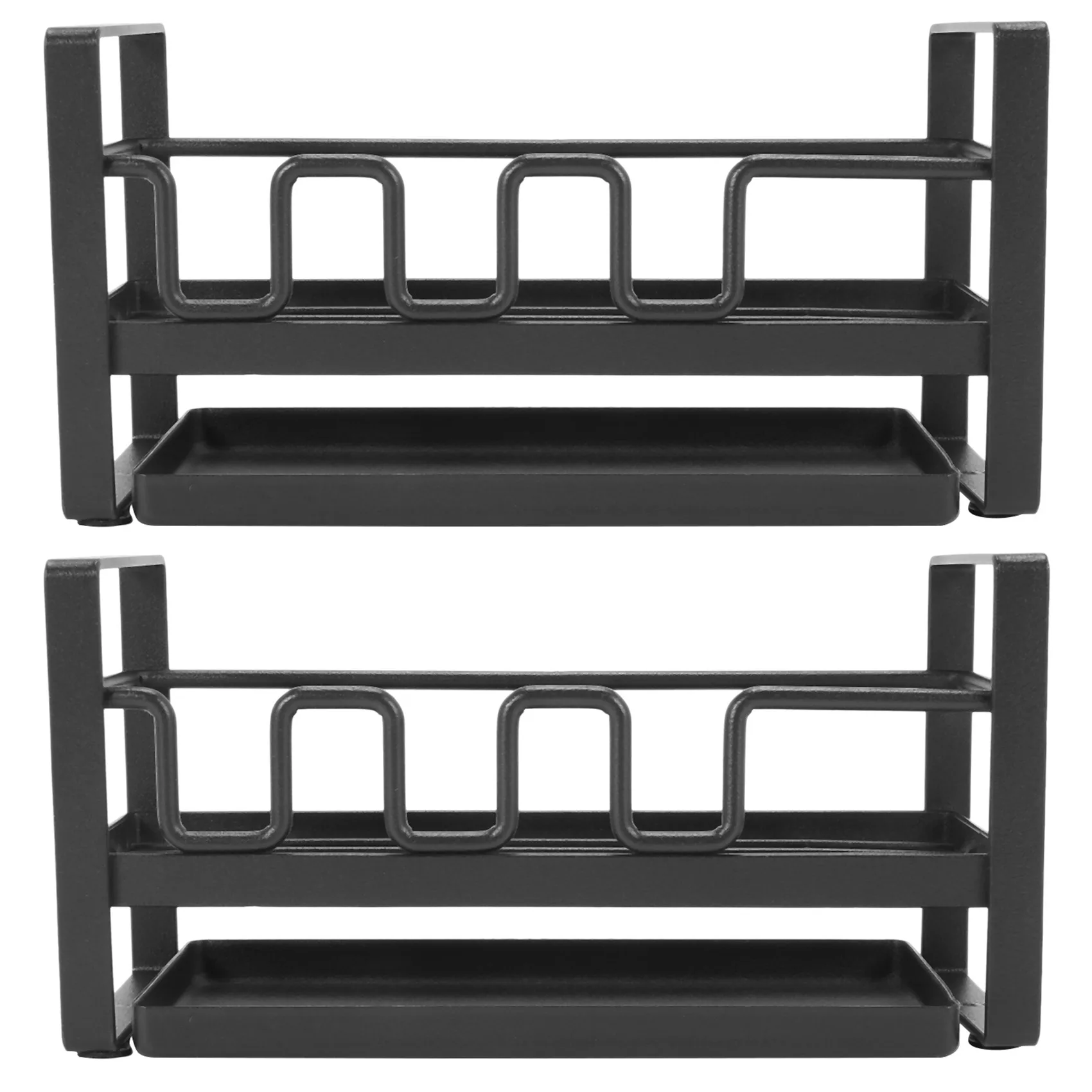 

2X for Kitchen Sink Organizer Caddy Brush Holder Cleaning Soap Brush Drain Rack with Drain Tray, Multifunction, (Black)