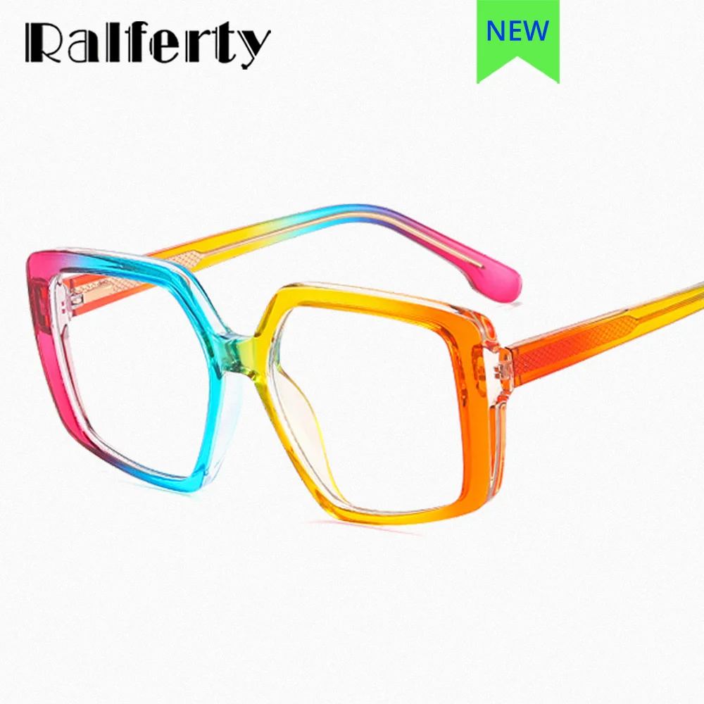 

Ralferty, высокое качество, TR90, большие квадратные очки, оправа для женщин, CP, вставка, весенние, цветные, оправа, анти-синие, светильник, очки