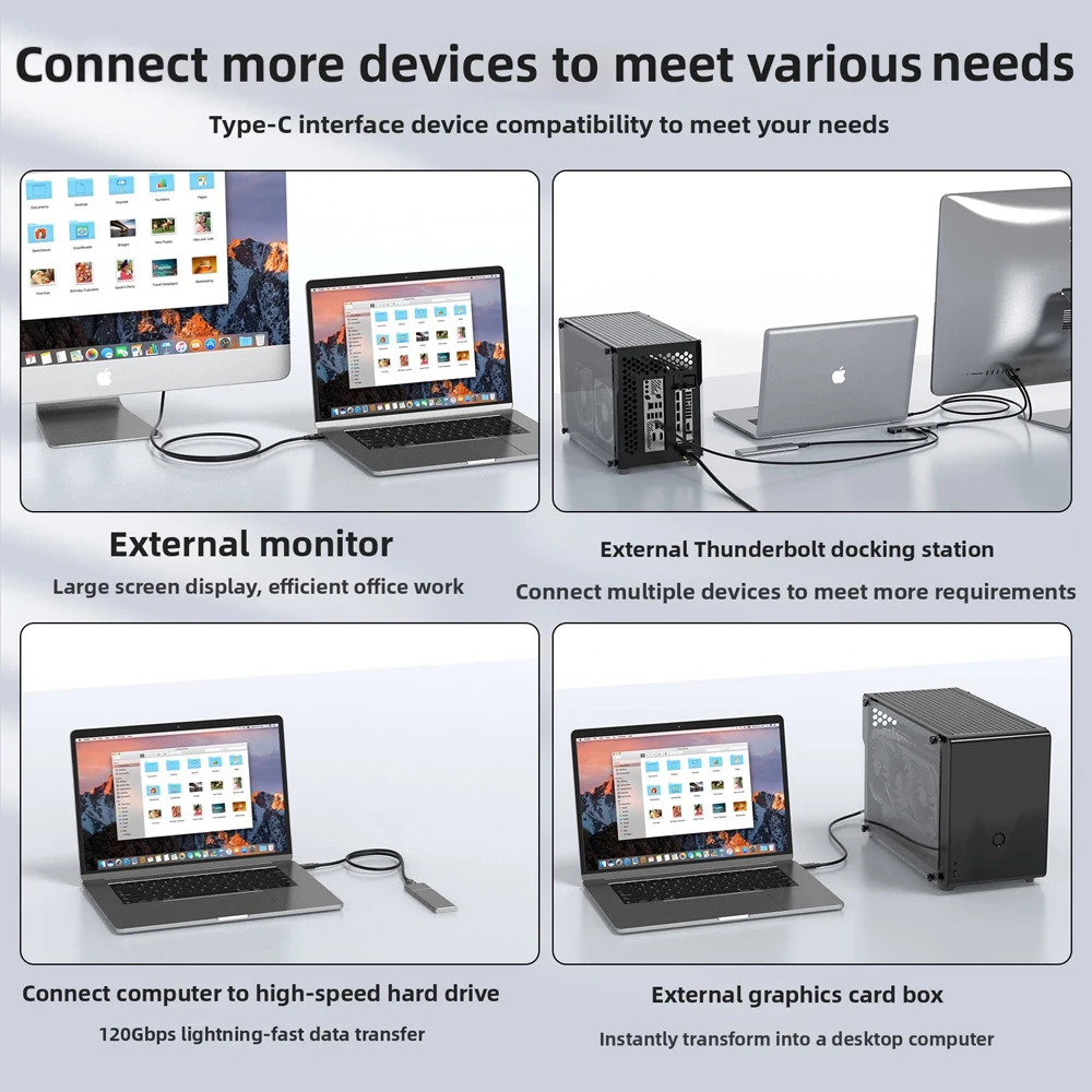 Кабель для передачи данных Thunderbolt 543, 240 Вт, 120 Гбитс, 5А, USB-C Type-C, для быстрой зарядки iPhone 151617, Air, SSD, планшетов, ноутбуков, MacBook (art.: 3920d9f084e2c) - 3920d9f084e2c