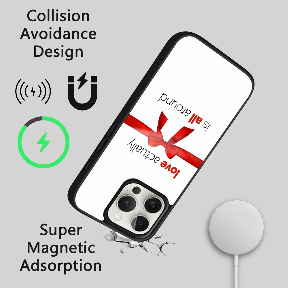 L-Love A-ActuallyS Phone Case For IPhone 16 15 14 13 12 11 Pro Max Plus Mini Magsafe Mirror Wireless Magnetic Cover
