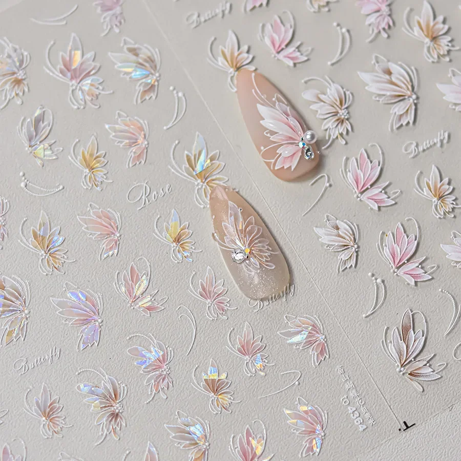 Высокое качество Toyama розовая бабочка цветок наклейки для ногтей цветы дизайн
