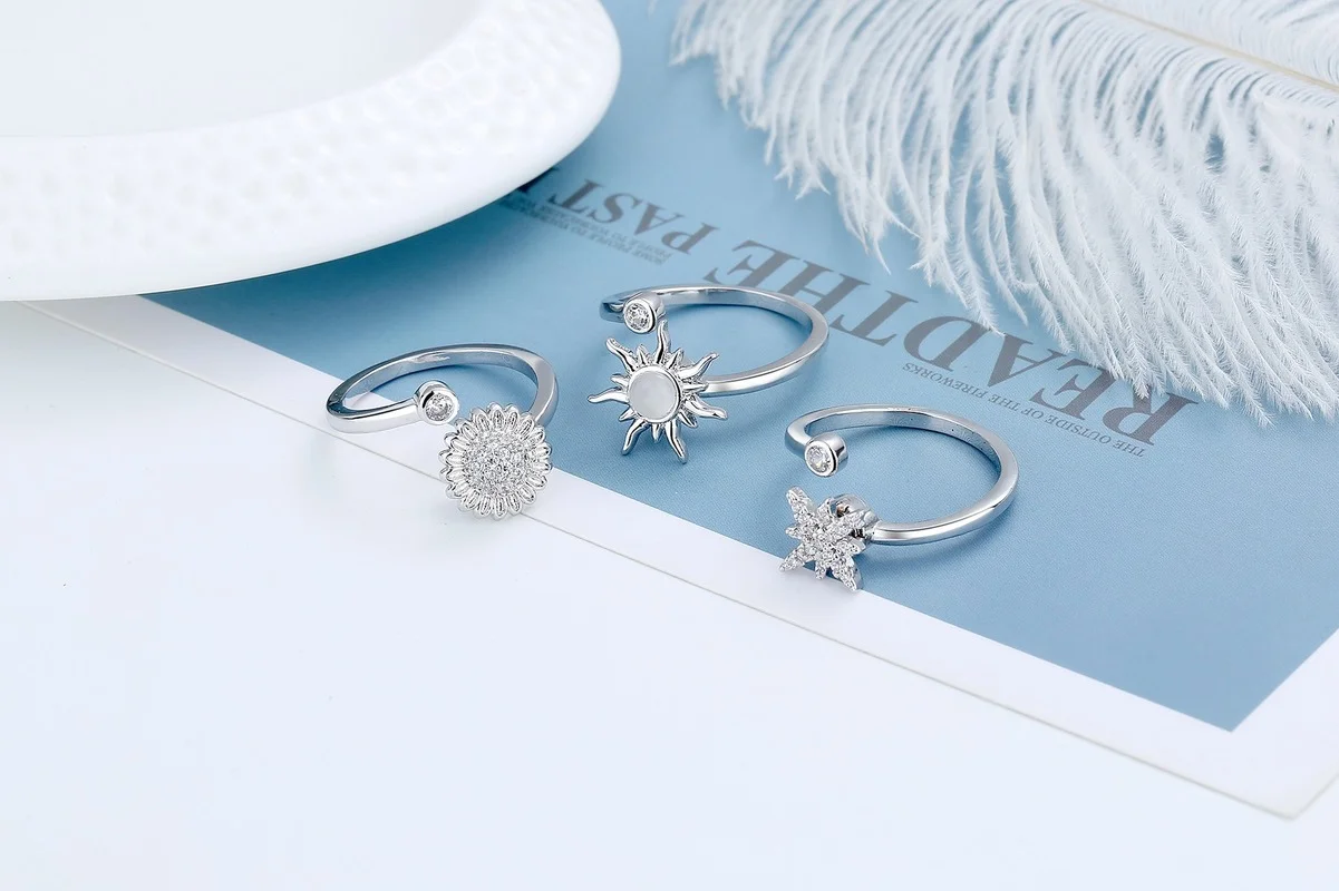 Свободно вращающееся кольцо для снятия тревоги из нержавеющей стали женщин в