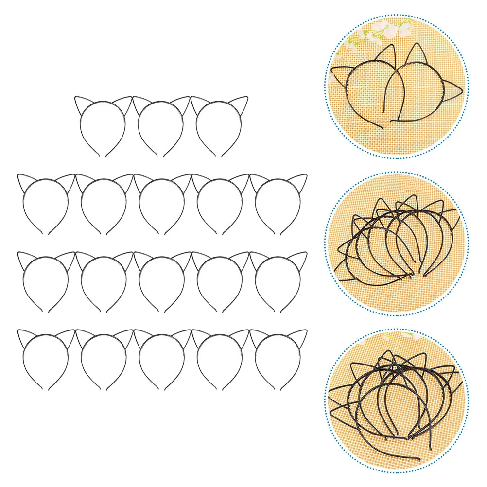 

18 Pcs Props Black Cat Ear Headband Child Halloween Decor Plastic Children Party Hair Decors