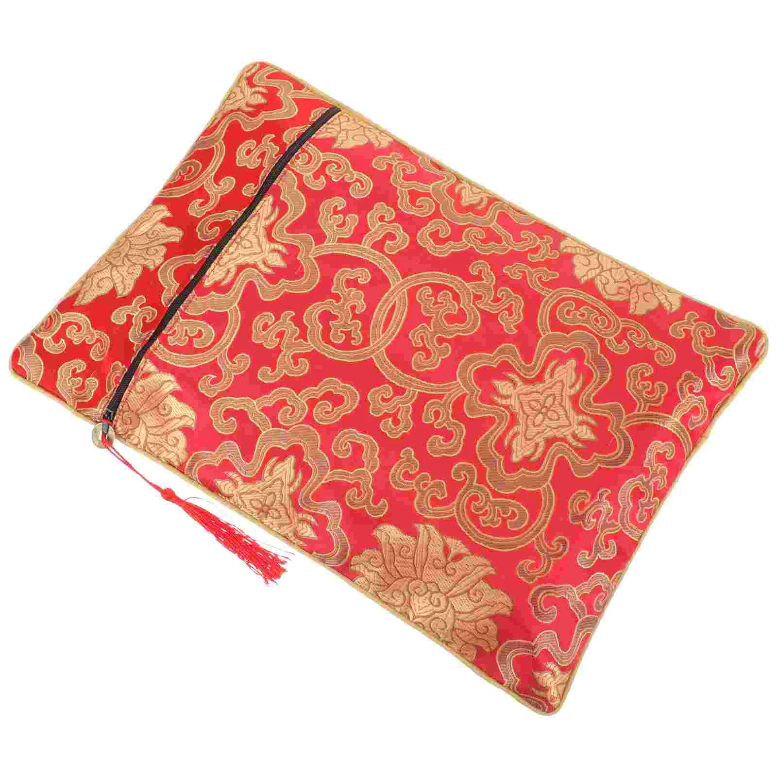 

Chinese Style File Bag Embroidery Pouch Gift Envelopes Cloth Scriptures Bags Small Storage Cotton Temple Supply Wrapping