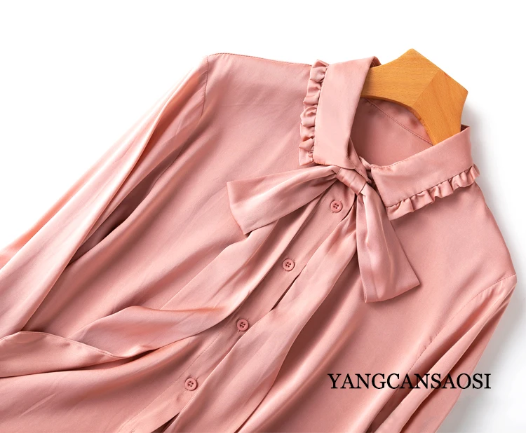 Женская модная мягкая восковая шелковая эластичная рубашка из двух атласных