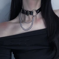 black gothic choker necklace for women girls punk hiphop river leather cool choker punk collar