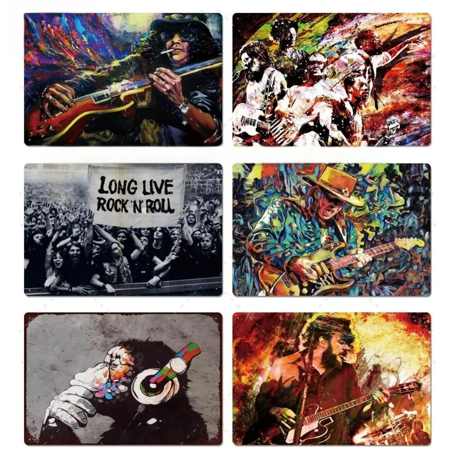 Металлический постер в винтажном стиле с изображением рок-музыки