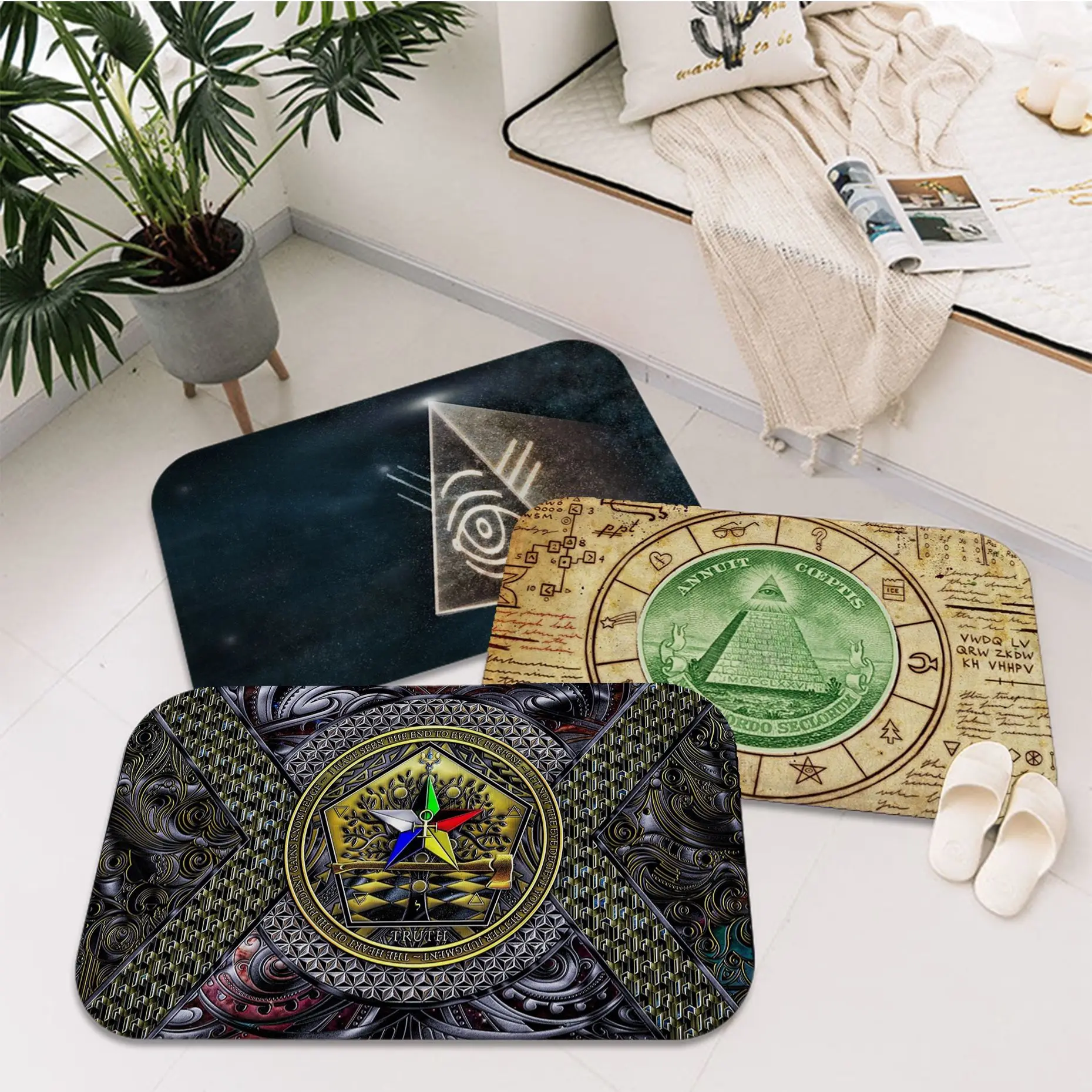 

Freemason Illuminati Door Mat Rectangle Anti-slip Home Soft Badmat Front Door Indoor Outdoor Mat Doormat Area Rug