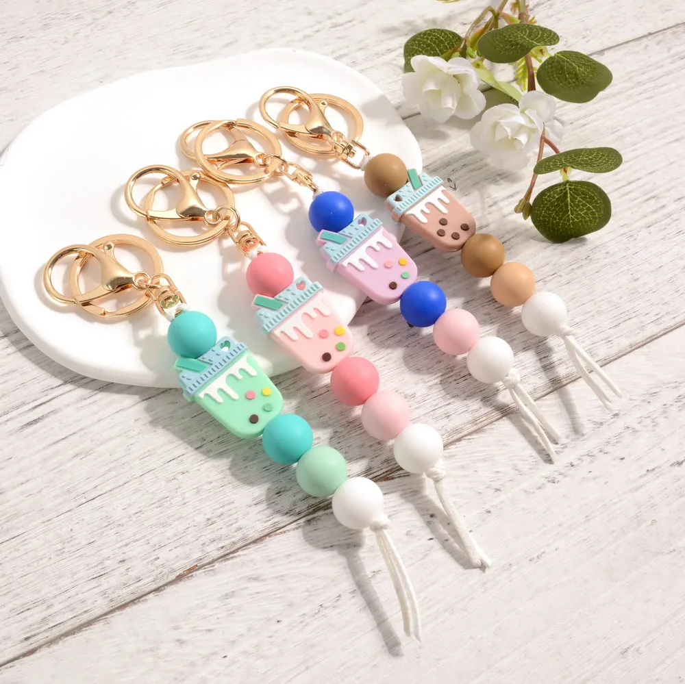 

Colorful Acrylic Beads Keychain For Women Girls Trendy Mobile Phone Chains Car Keys Bag Decor Pendant DIY Jewelry Gifts 2023 New