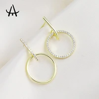 agsnilove inlaid zircon hoop earrings 14k gold plated simple 925 sterling silver post dangle earrings fashion jewelry for women