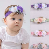 new chiffon flower headbands for baby girl floral headband lace elastic hair bands baby hair accessories bandeau bebe fille 2022