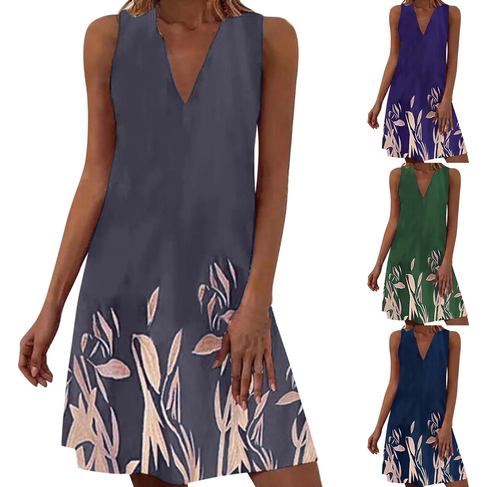 

Женские летние платья, сарафан с цветочным рисунком в стиле бохо, повседневное свободное платье без рукавов, хлопковое вязаное платье