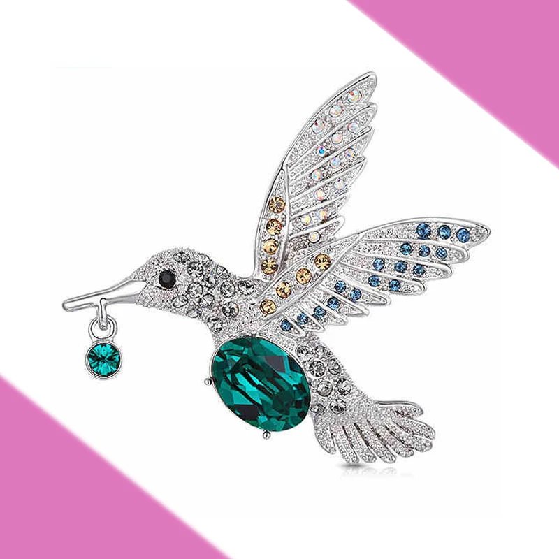 

Crystal Bird Brooch Hummingbird Lapel Pin Animals and Insect Rhinestone Brooches Pins Fashion Jewelry Pins Gift for Women Girls