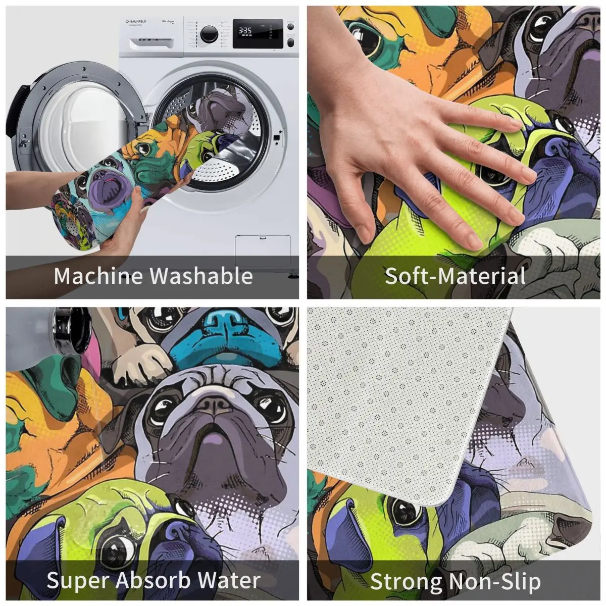 Нескользящий коврик для ванной в виде французского бульдога портрет многих