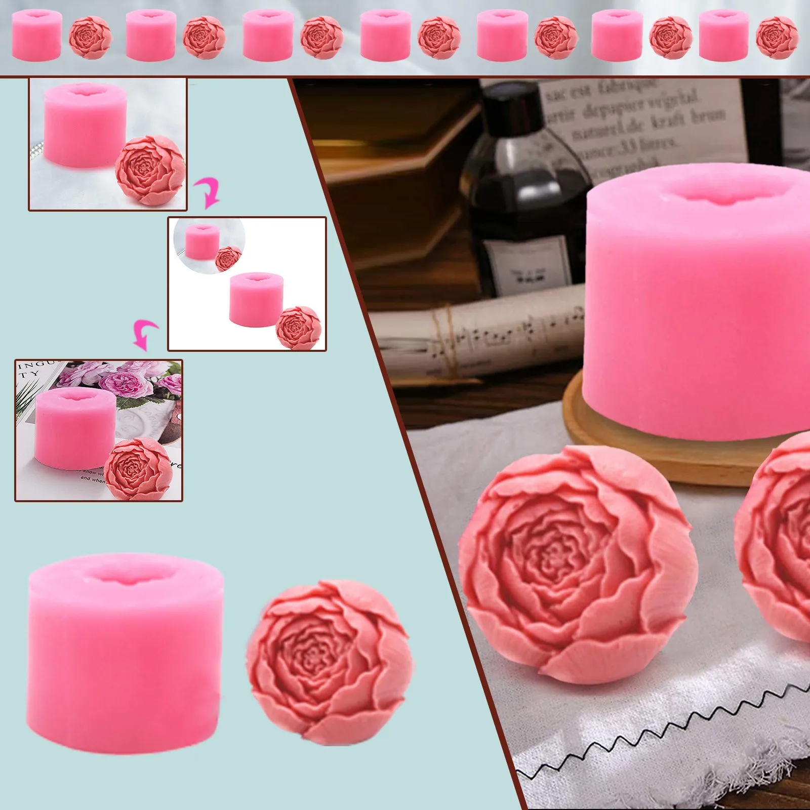 S Mold Diy Rose Mold Mold 3d Baking Three- Candle Home Diy Battery With Timer Candle Bundle