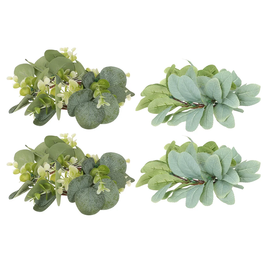 

4 Pcs Spring Home Decor Leaves Garland Front Door Wreath Leaf Wreath Welcome Wreath Artificial Wreath