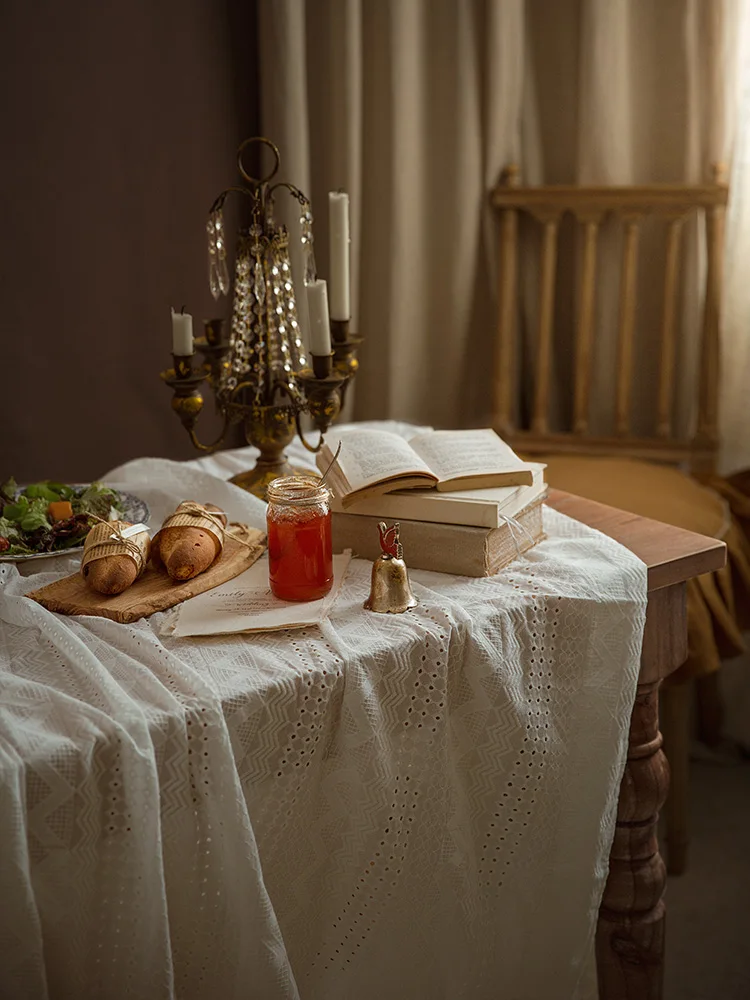 Роскошная белая кружевная скатерть европейская вышивка хлопковая круглая для