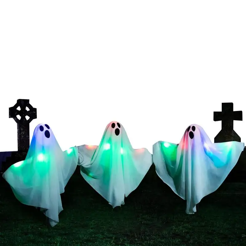 

Набор призраков на Хэллоуин, 3 шт., уличные украшения для белых призраков, уличные украшения для призраков, двор, розы, украшения на Хэллоуин, уличные украшения