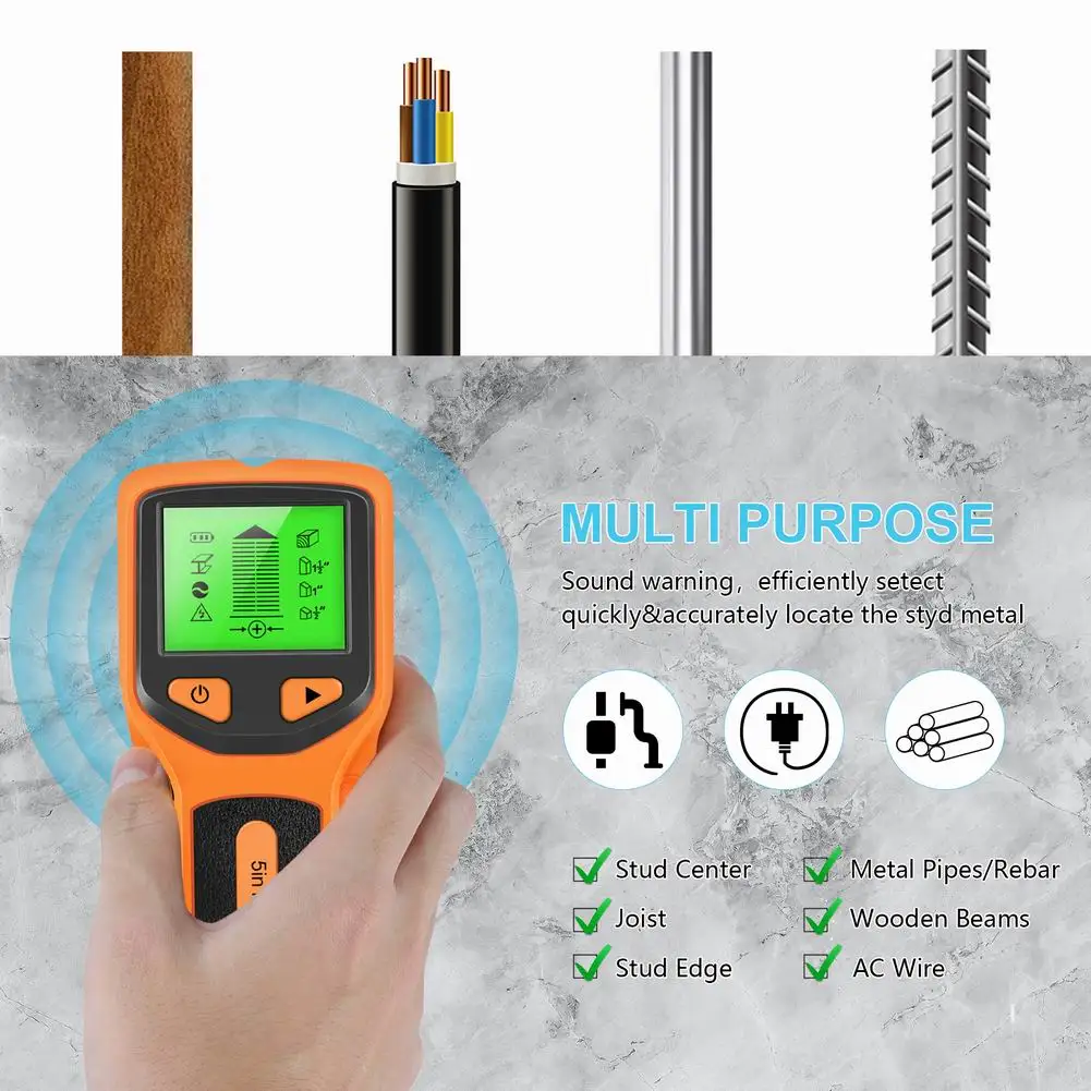 

New High Quality 5 in 1 LCD Display Stud Finder Wall Scanner Electronic Stud Detector Wood Studs Metal AC Wire Detection