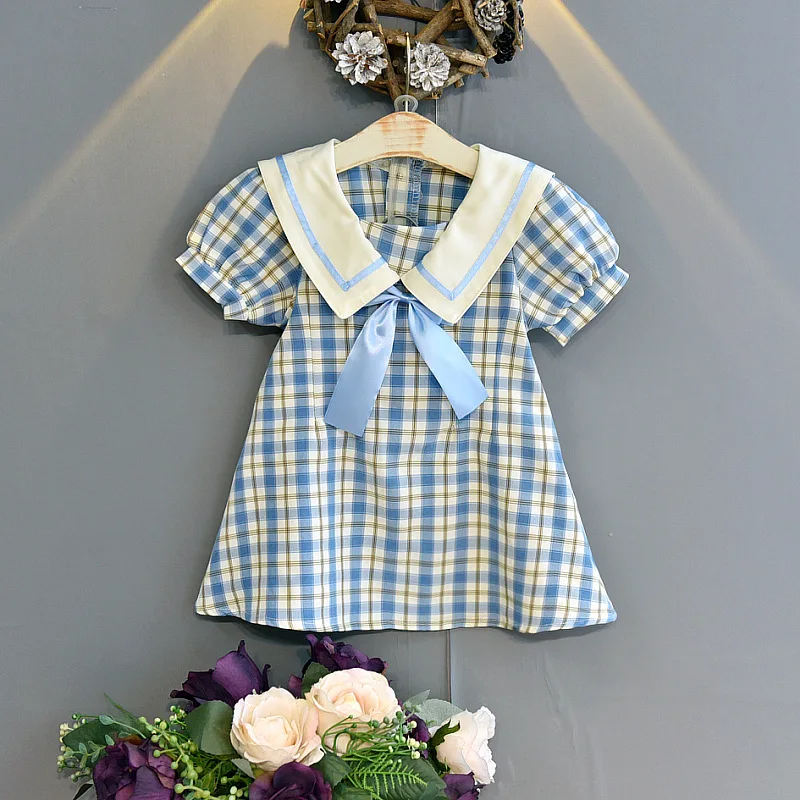

New Summer Girls Dress Plaid Baby Princess Party Dresses Infant Toddler Clothes Newborn Kids Dress Short Sleeve Casual Clothing