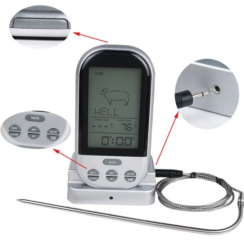 

Digital Food Meat Wireless Barbecue Kitchen for Cooking Grilling Smoking