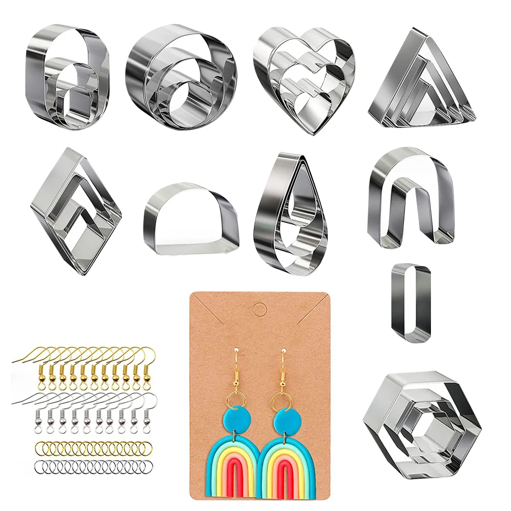 

1 Set of Polymer Clay Cutters Clay Earring Cutters with Earring Plugs and Hooks