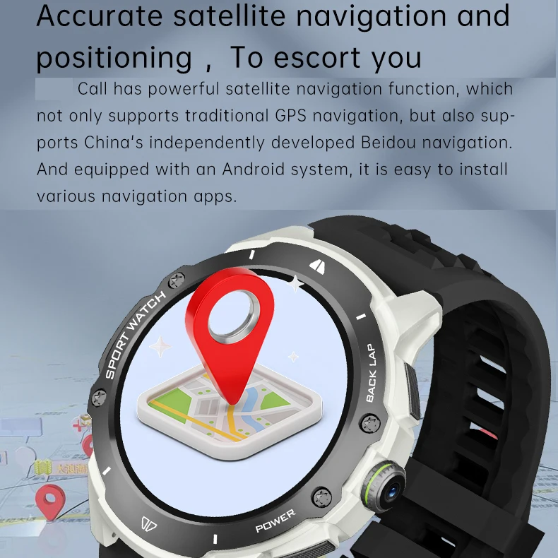 Смарт-часы для мужчин и женщин экран 1 43 дюйма 2 Гб ОЗУ 32 ПЗУ GPS Wi-Fi SIM-карта