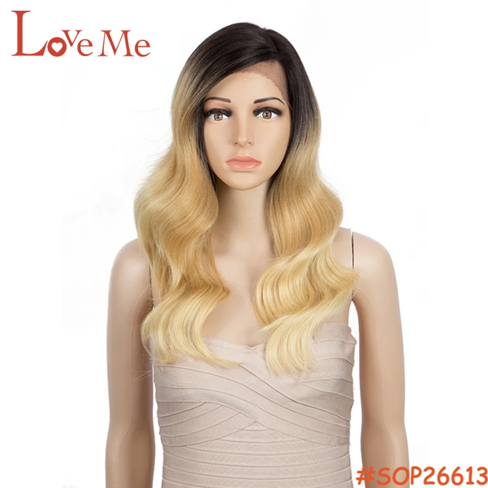Short Water Wave Synthetic Black Lace Front Wig Long Body Wave 22 Inch Fake Hair Side Lace Daily Blonde Cosplay Wig For Women