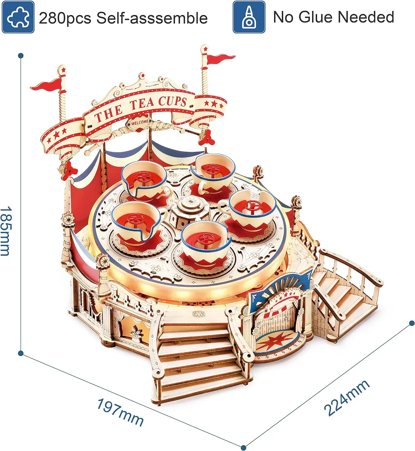 Robotime ROKR Волшебный парк развлечений деревянные игрушки музыкальная шкатулка