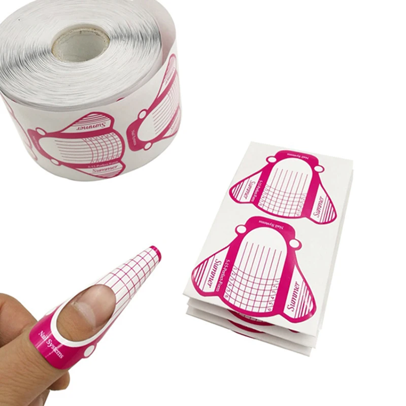 

100/500Pcs/set Nail Form Nail Art French Gel Tips Extension Sticker, DIY Crystal Nail Form Paper Tray Stencil Manicure Tools