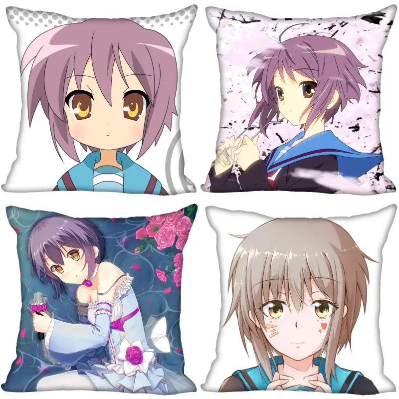 

Nagato Yuki Suzumiya Haruhi No Yuuutsu Pillowcase Bedroom Home Decorative Pillow Cover Square Zipper Pillow Cases
