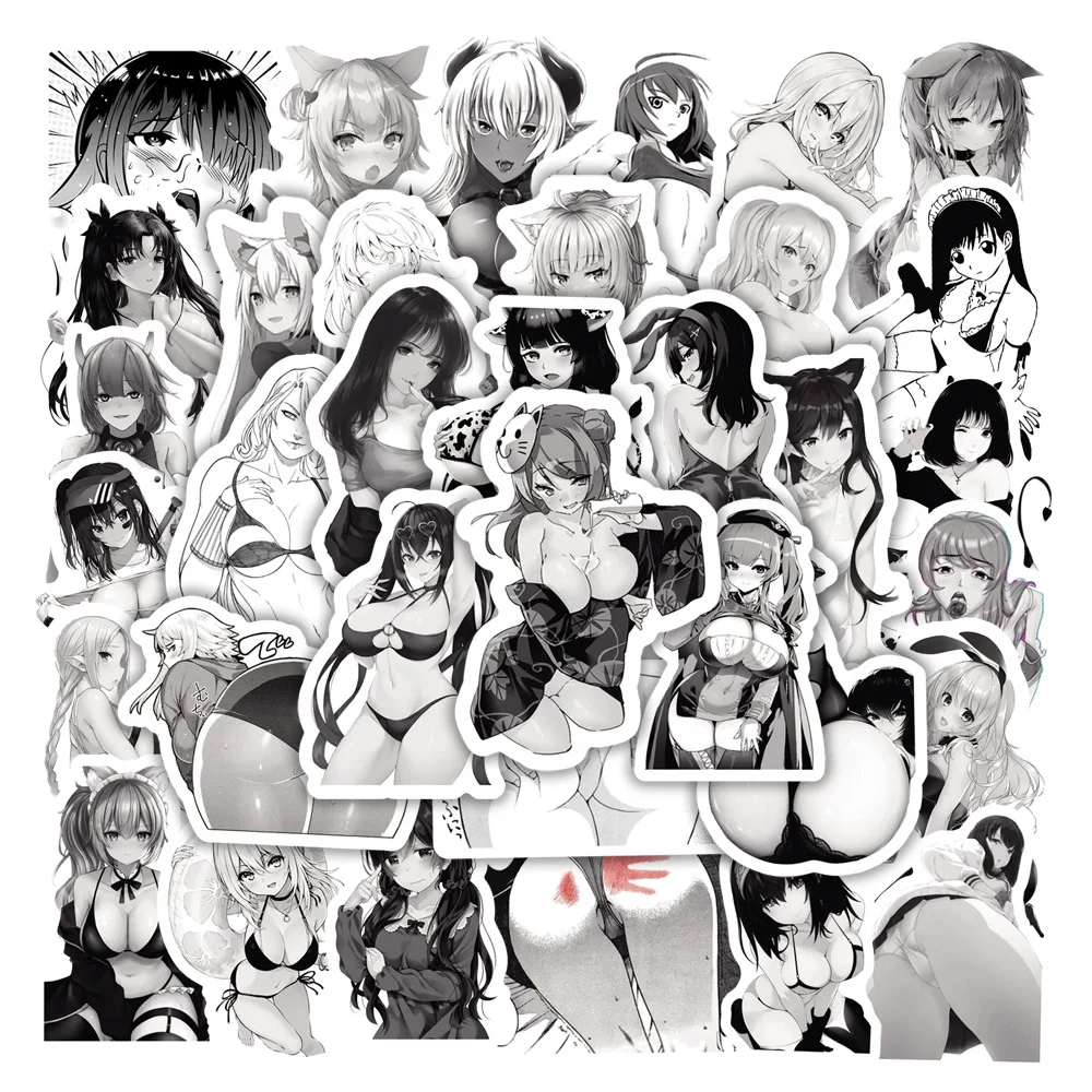 

50pcs Black and White Sexy Girl Graffiti Sticker Cartoon Couple Gift Car Notebook Skateboard Waterproof Decoration