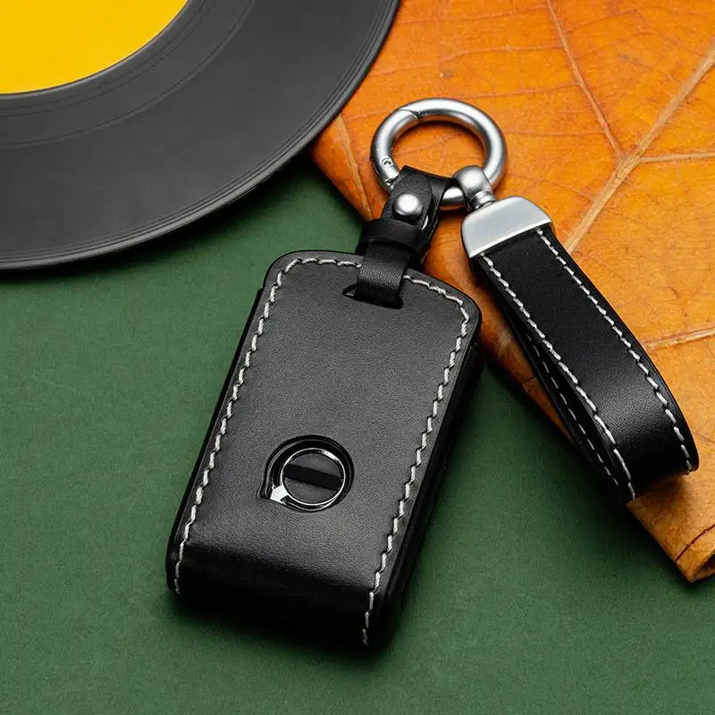 Smart Key Fob Cover Case Car Leather Keyring Protector for Volvo Xc40 Xc60 Xc90 S60 S90 V60 V90 T5 T6 T8 Keychain Holder Shell images - 6