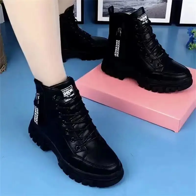 

New Women's Ankle Boots Female Casual Short Boots For Women Autumn Winter Fur Booties Black Leather Ladies Shoes Botas Mujer