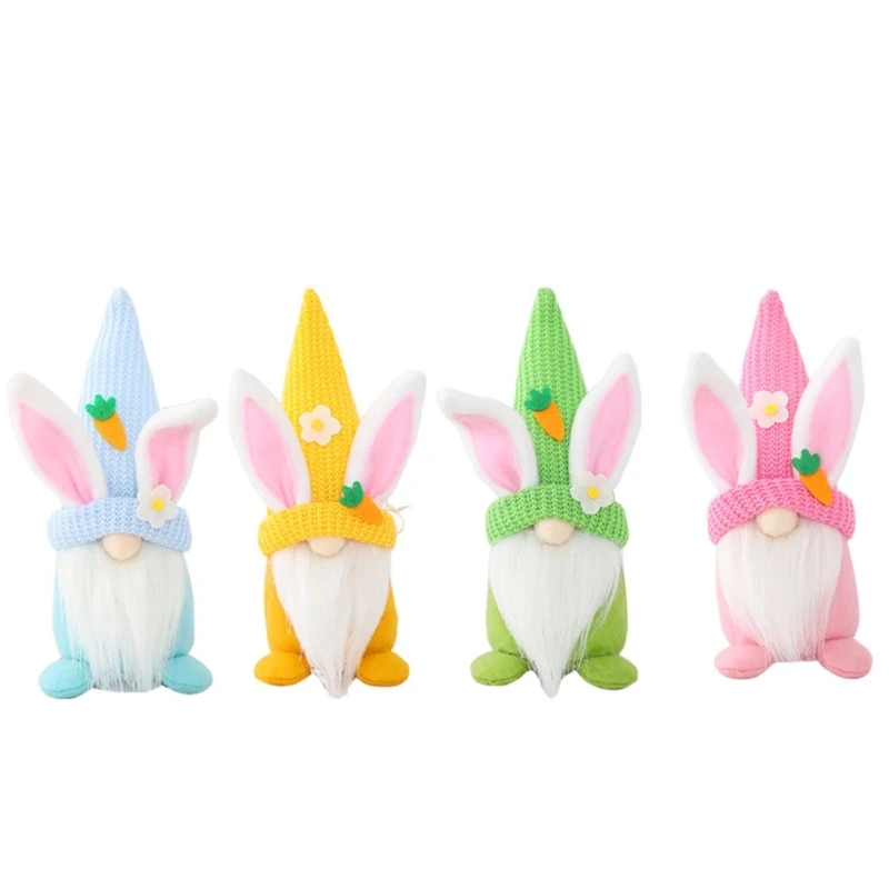 

2pcs Easter Gnomes with Carrot Decorations Handmade Scandinavian Swedish Gnomes Spring Tabletop Faceless Ornaments