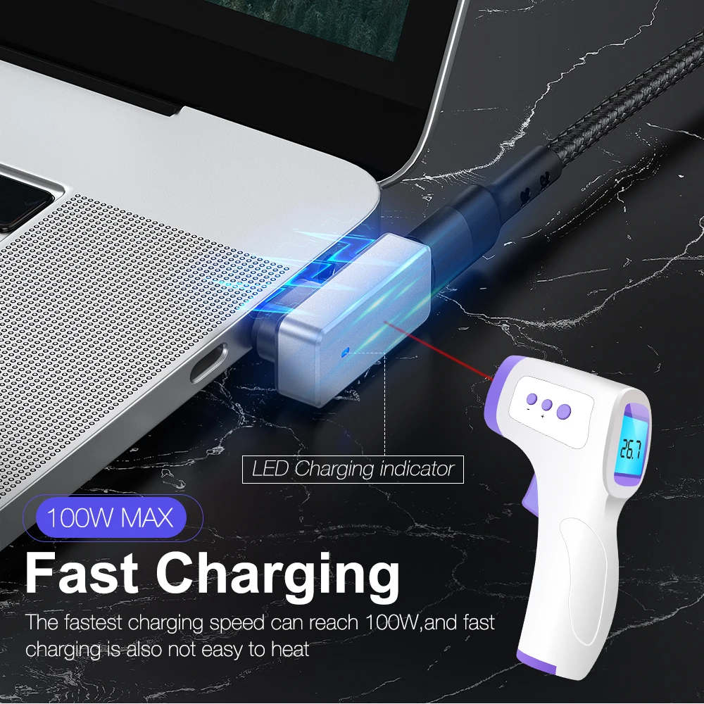 Серебристый Магнитный адаптер 24 Pin Type-C 10 Гбит/с USB C 3 1 конвертер PD 100 Вт Быстрая
